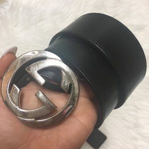 SOLD Leather belt with Double G